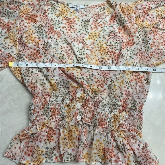 Blashe Flutter Sleeve Wrap Style Dressy Smocked Blouse Small - Picture 7 of 13